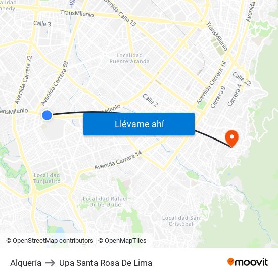Alquería to Upa Santa Rosa De Lima map
