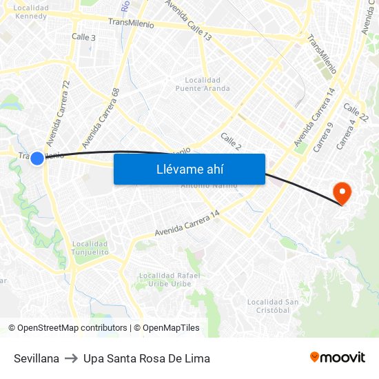 Sevillana to Upa Santa Rosa De Lima map
