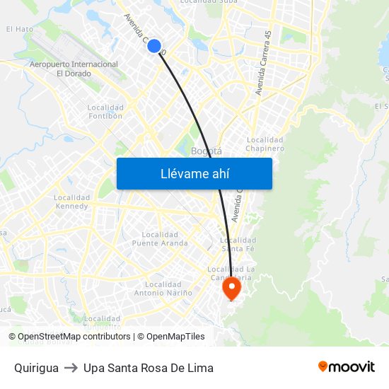 Quirigua to Upa Santa Rosa De Lima map