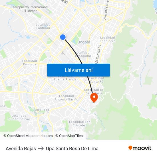 Avenida Rojas to Upa Santa Rosa De Lima map