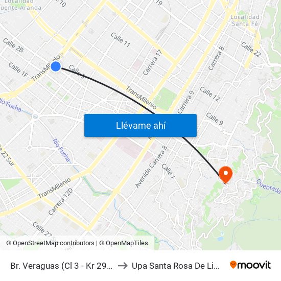 Br. Veraguas (Cl 3 - Kr 29a) to Upa Santa Rosa De Lima map