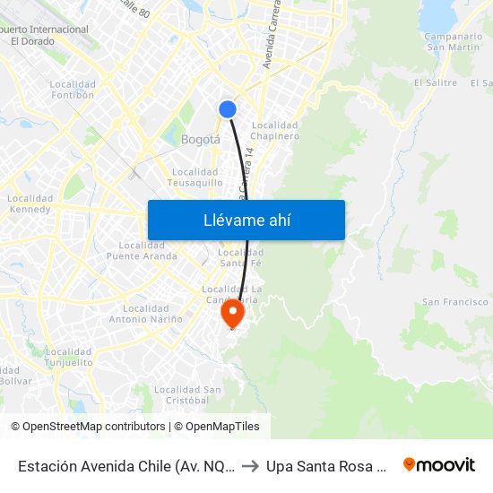 Estación Avenida Chile (Av. NQS - Cl 71c) to Upa Santa Rosa De Lima map