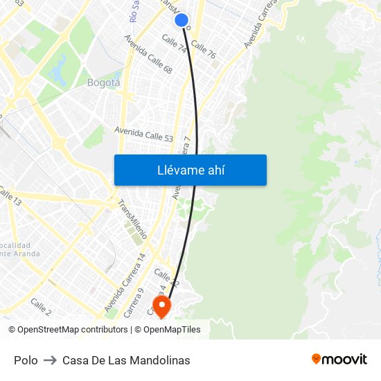 Polo to Casa De Las Mandolinas map