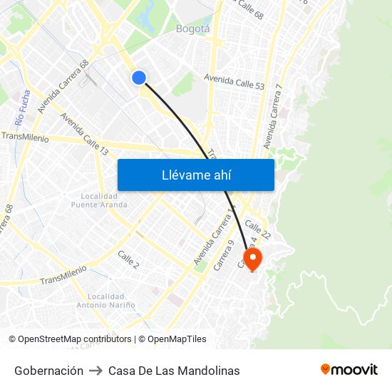 Gobernación to Casa De Las Mandolinas map