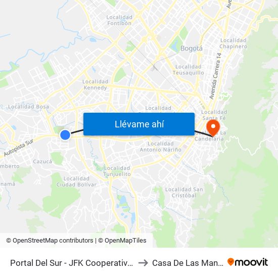 Portal Del Sur - JFK Cooperativa Financiera to Casa De Las Mandolinas map