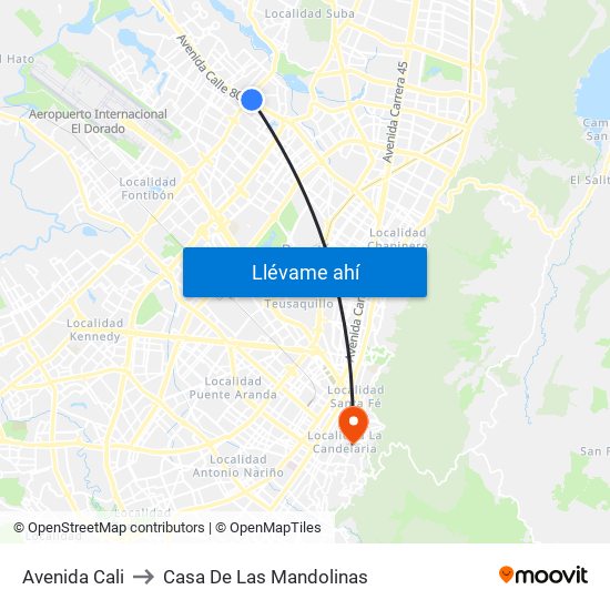 Avenida Cali to Casa De Las Mandolinas map