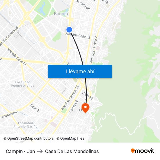 Campín - Uan to Casa De Las Mandolinas map