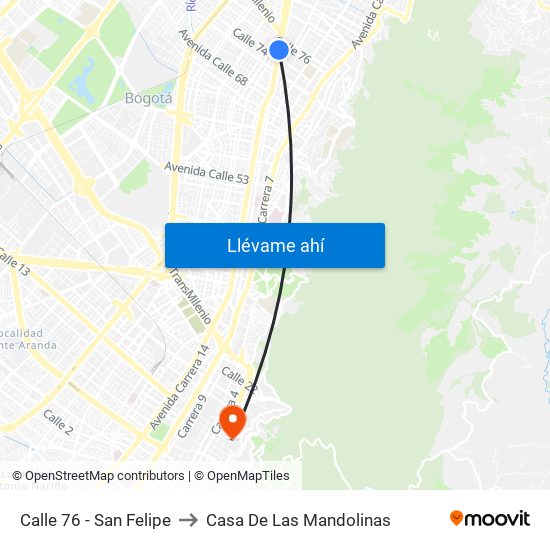 Calle 76 - San Felipe to Casa De Las Mandolinas map
