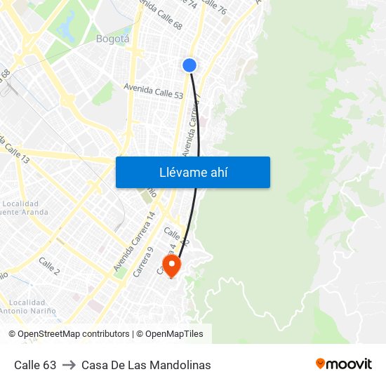 Calle 63 to Casa De Las Mandolinas map