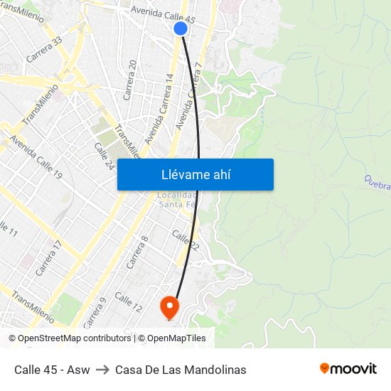 Calle 45 - Asw to Casa De Las Mandolinas map