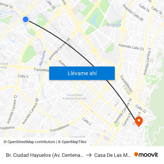 Br. Ciudad Hayuelos (Av. Centenario - Av. C. De Cali) to Casa De Las Mandolinas map