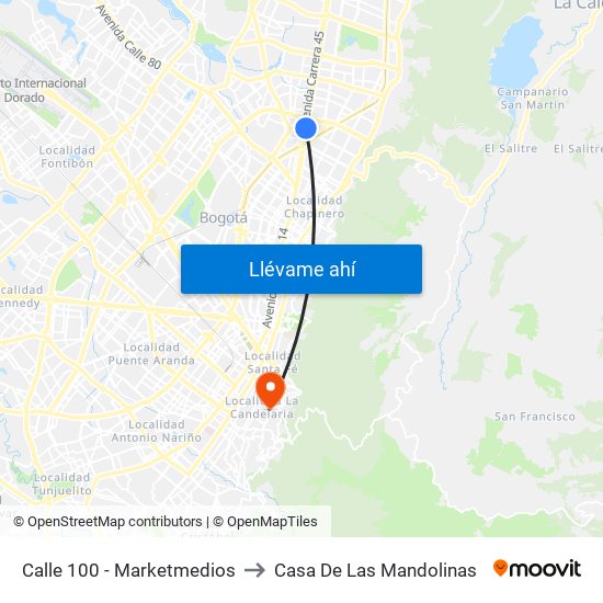 Calle 100 - Marketmedios to Casa De Las Mandolinas map