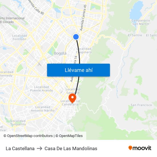 La Castellana to Casa De Las Mandolinas map