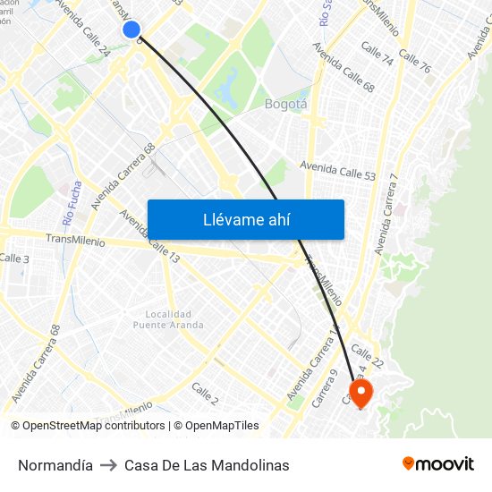 Normandía to Casa De Las Mandolinas map