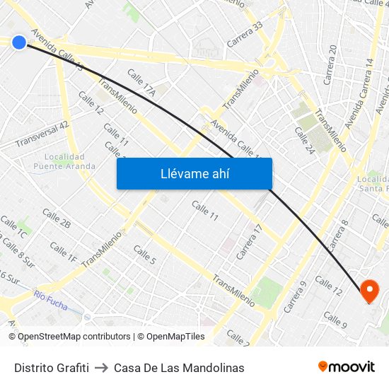 Distrito Grafiti to Casa De Las Mandolinas map
