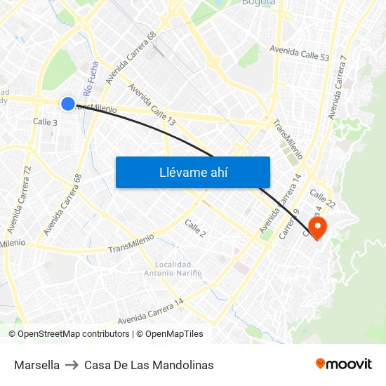 Marsella to Casa De Las Mandolinas map