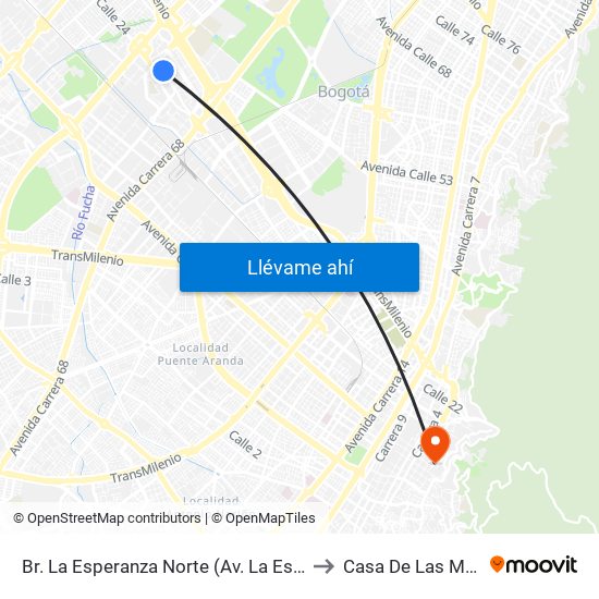 Br. La Esperanza Norte (Av. La Esperanza - Kr 69d) to Casa De Las Mandolinas map