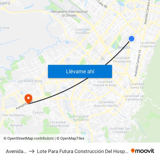 Avenida Chile to Lote Para Futura Construcción Del Hospital Mario Yanguas map