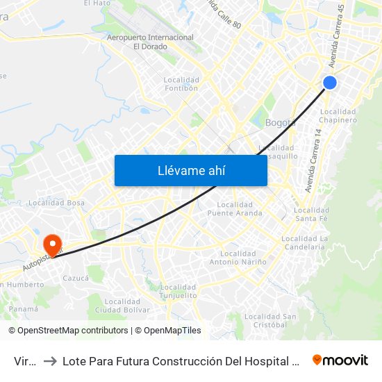 Virrey to Lote Para Futura Construcción Del Hospital Mario Yanguas map