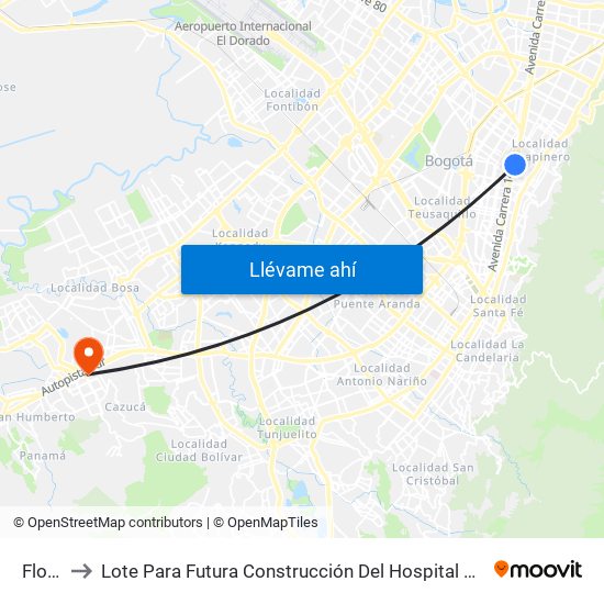 Flores to Lote Para Futura Construcción Del Hospital Mario Yanguas map