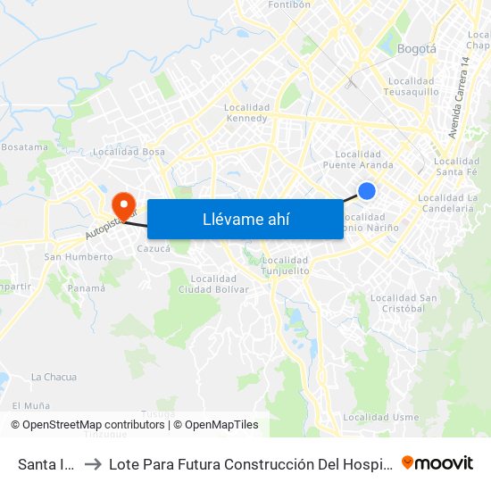 Santa Isabel to Lote Para Futura Construcción Del Hospital Mario Yanguas map