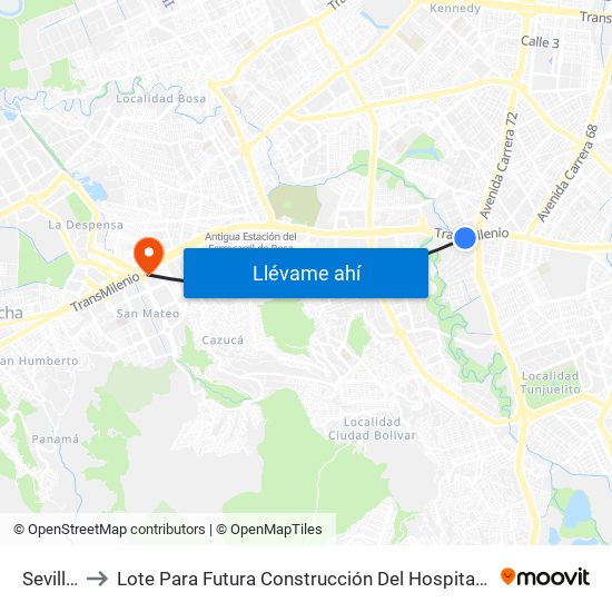 Sevillana to Lote Para Futura Construcción Del Hospital Mario Yanguas map