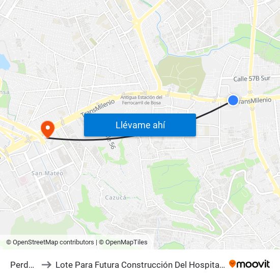 Perdomo to Lote Para Futura Construcción Del Hospital Mario Yanguas map