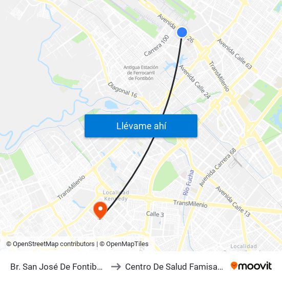 Br. San José De Fontibón (Ac 26 - Kr 96a) to Centro De Salud Famisanar Cafam Kennedy map