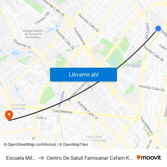 Escuela Militar to Centro De Salud Famisanar Cafam Kennedy map