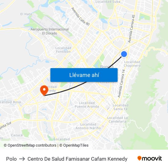 Polo to Centro De Salud Famisanar Cafam Kennedy map