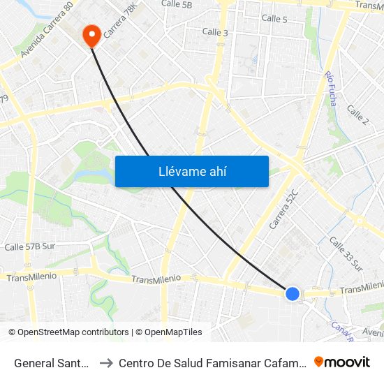 General Santander to Centro De Salud Famisanar Cafam Kennedy map