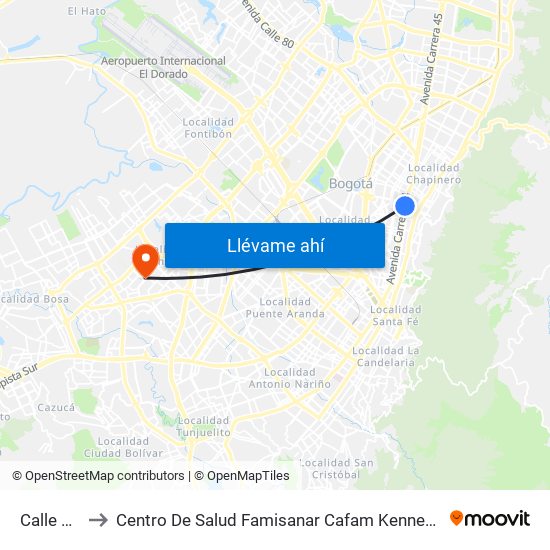 Calle 63 to Centro De Salud Famisanar Cafam Kennedy map