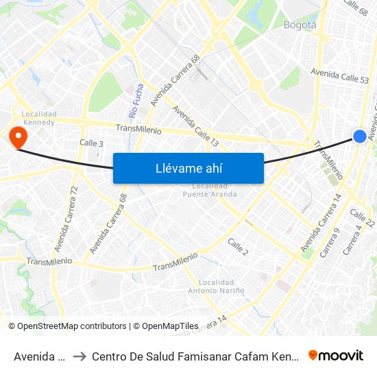 Avenida 39 to Centro De Salud Famisanar Cafam Kennedy map