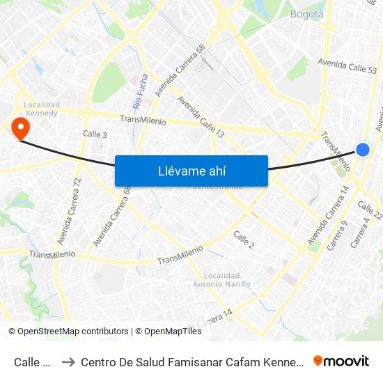 Calle 34 to Centro De Salud Famisanar Cafam Kennedy map