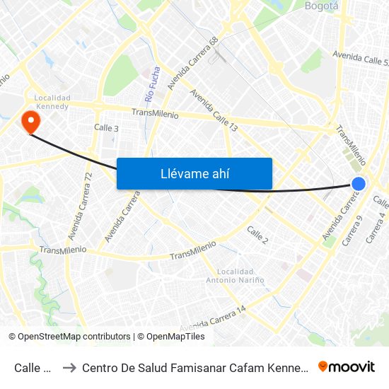 Calle 22 to Centro De Salud Famisanar Cafam Kennedy map