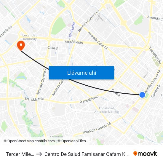 Tercer Milenio to Centro De Salud Famisanar Cafam Kennedy map