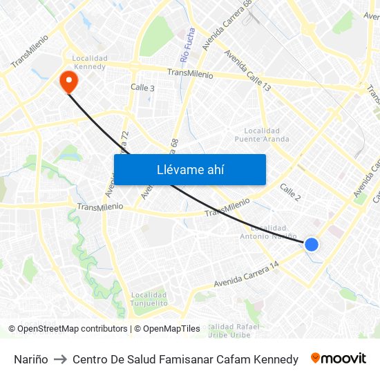 Nariño to Centro De Salud Famisanar Cafam Kennedy map