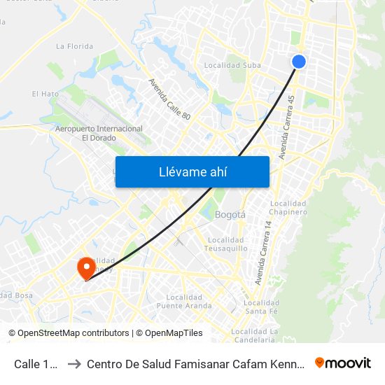 Calle 146 to Centro De Salud Famisanar Cafam Kennedy map