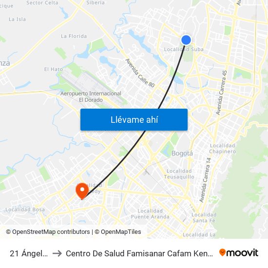 21 Ángeles to Centro De Salud Famisanar Cafam Kennedy map