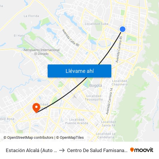 Estación Alcalá (Auto Norte - Cl 136) to Centro De Salud Famisanar Cafam Kennedy map