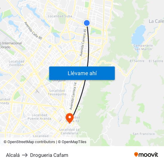 Alcalá to Drogueria Cafam map