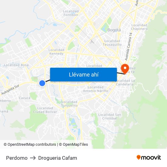 Perdomo to Drogueria Cafam map