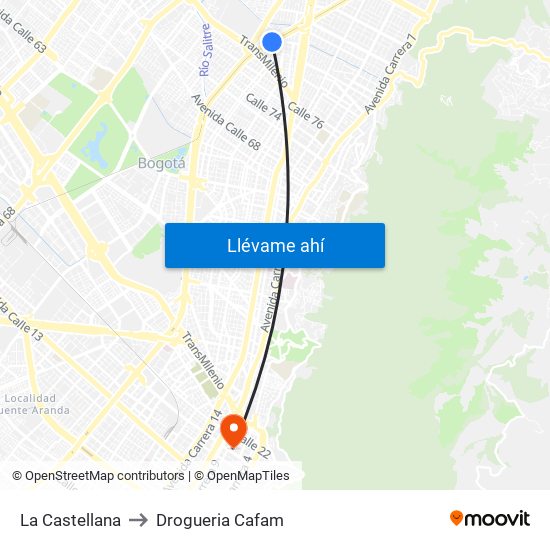La Castellana to Drogueria Cafam map