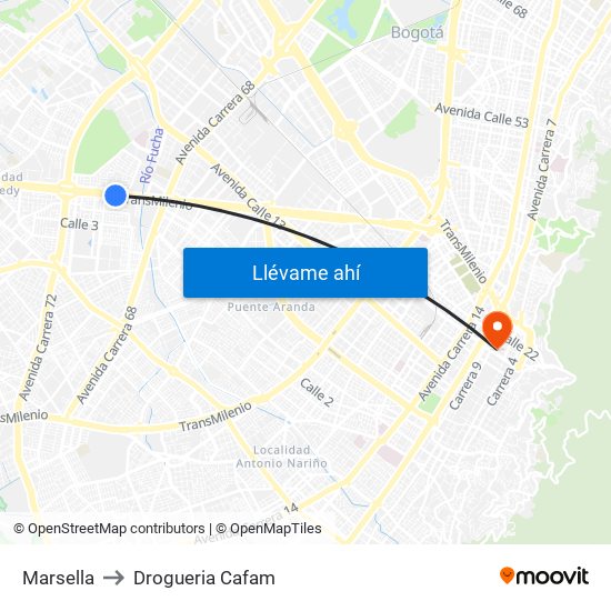 Marsella to Drogueria Cafam map