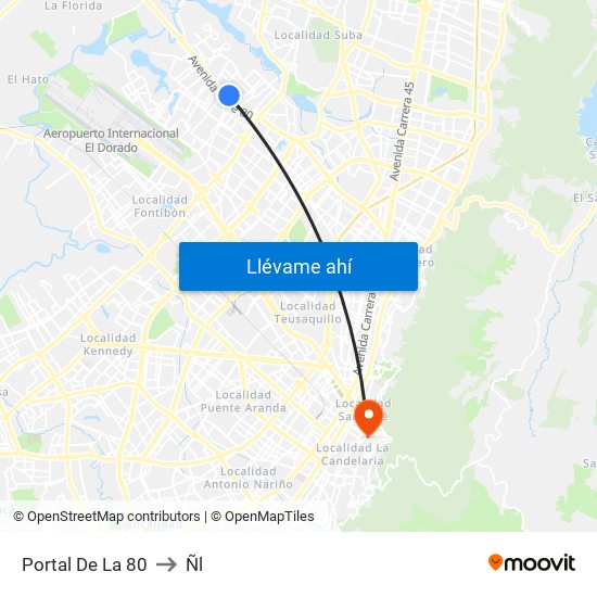 Portal De La 80 to Ñl map