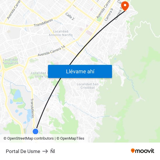 Portal De Usme to Ñl map