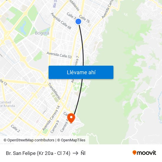 Br. San Felipe (Kr 20a - Cl 74) to Ñl map