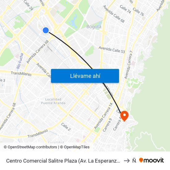 Centro Comercial Salitre Plaza (Av. La Esperanza - Kr 68b) to Ñl map