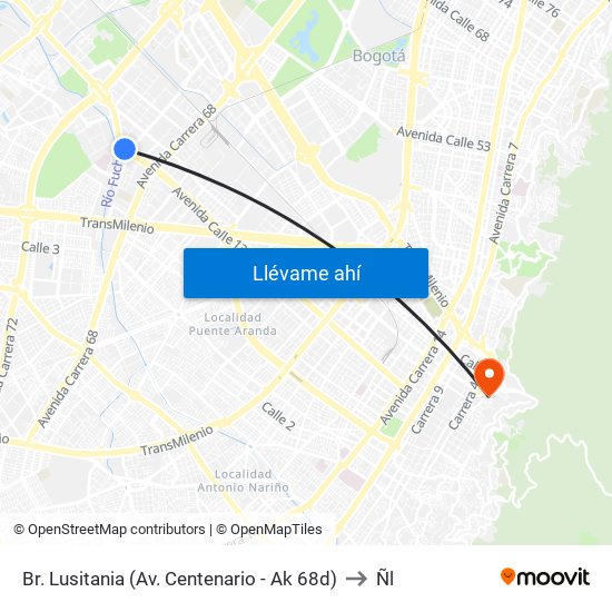 Br. Lusitania (Av. Centenario - Ak 68d) to Ñl map