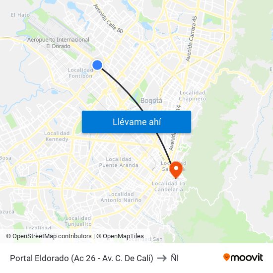 Portal Eldorado (Ac 26 - Av. C. De Cali) to Ñl map